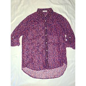 Delia's Heart Blouse Button Front Lightweight Size Medium Roll Tab Sleeve Y2K